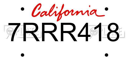 7RRR418 California License Plate