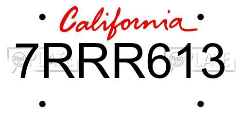 7RRR613 California License Plate
