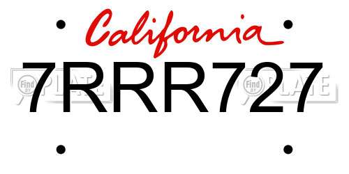 7RRR727 California License Plate