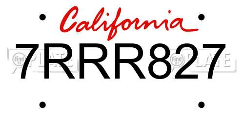 7RRR827 California License Plate