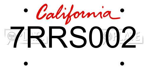 7RRS002 California License Plate