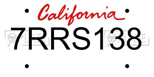 7RRS138 California License Plate