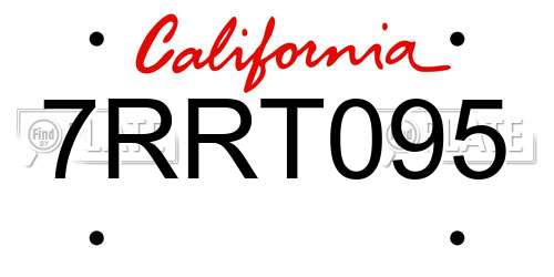 7RRT095 California License Plate