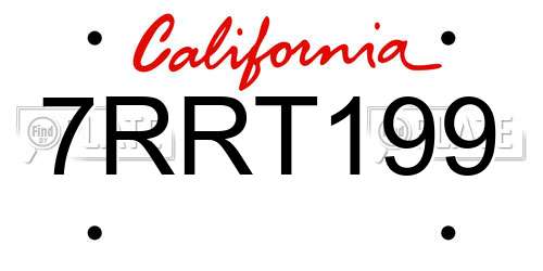 7RRT199 California License Plate