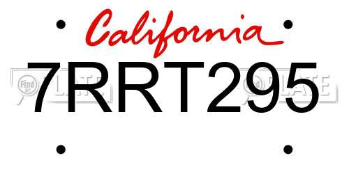7RRT295 California License Plate