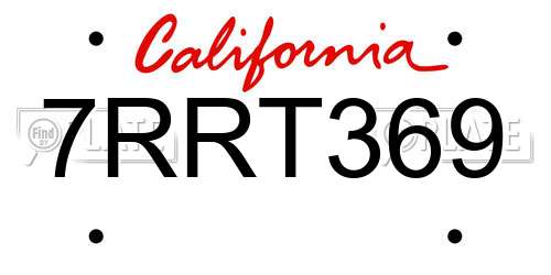 7RRT369 California License Plate
