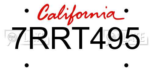 7RRT495 California License Plate