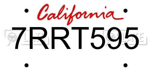 7RRT595 California License Plate
