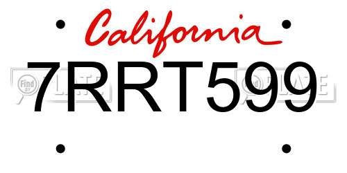 7RRT599 California License Plate