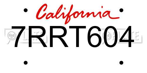 7RRT604 California License Plate