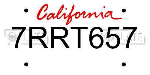 7RRT657 California License Plate