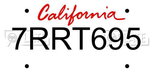 7RRT695 California License Plate