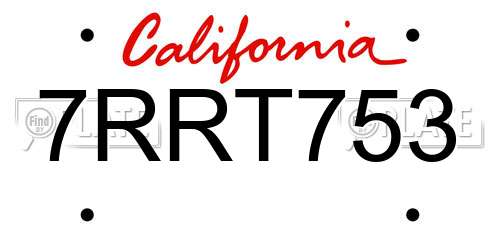 7RRT753 California License Plate