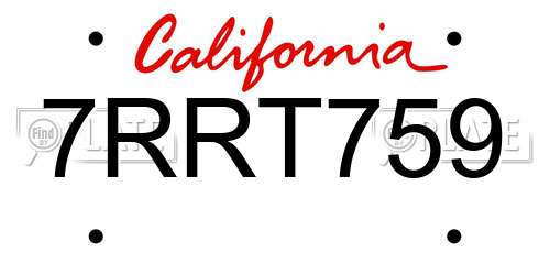 7RRT759 California License Plate