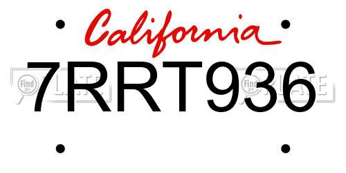 7RRT936 California License Plate