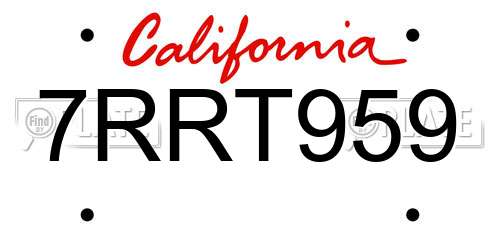7RRT959 California License Plate