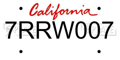 7RRW007 California License Plate