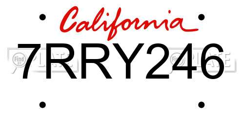 7RRY246 California License Plate