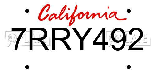 7RRY492 California License Plate