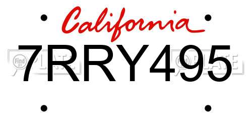 7RRY495 California License Plate