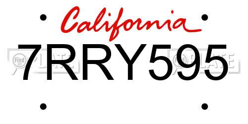 7RRY595 California License Plate