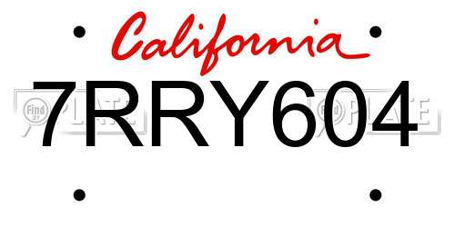 7RRY604 California License Plate