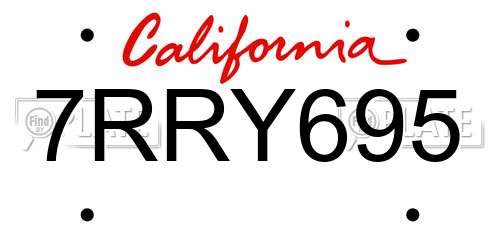 7RRY695 California License Plate