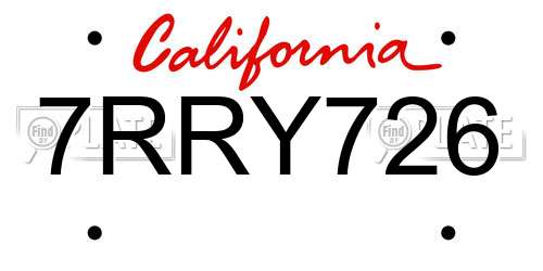 7RRY726 California License Plate