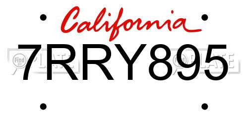 7RRY895 California License Plate