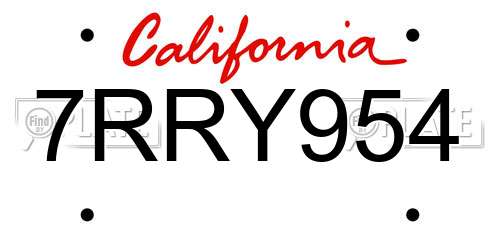 7RRY954 California License Plate