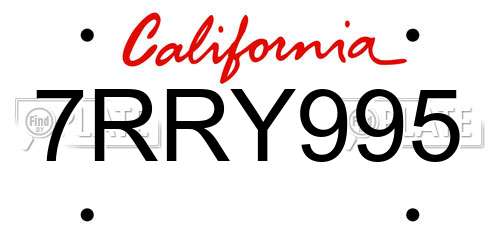 7RRY995 California License Plate