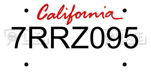 7RRZ095 California License Plate