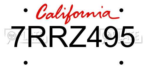 7RRZ495 California License Plate