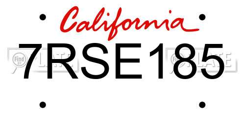7RSE185 California License Plate