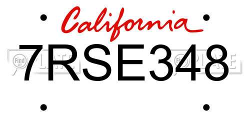 7RSE348 California License Plate