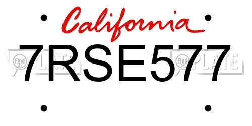 7RSE577 California License Plate