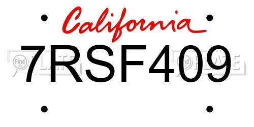 7RSF409 California License Plate