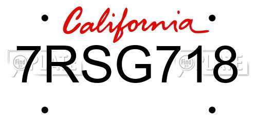 7RSG718 California License Plate