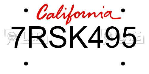 7RSK495 California License Plate