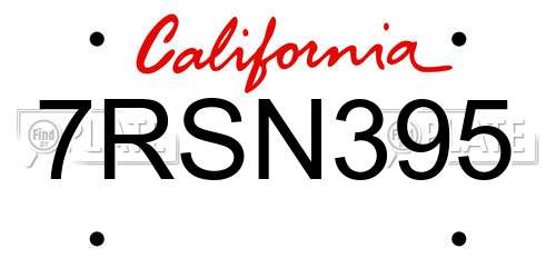 7RSN395 California License Plate