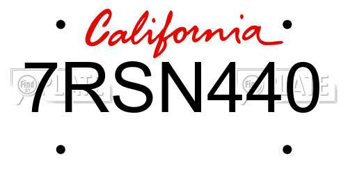 7RSN440 California License Plate