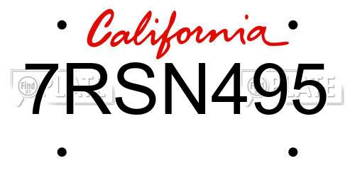 7RSN495 California License Plate