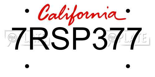 7RSP377 California License Plate
