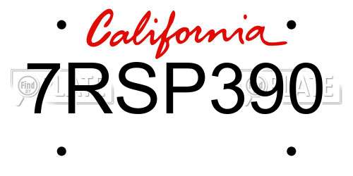 7RSP390 California License Plate