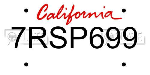 7RSP699 California License Plate