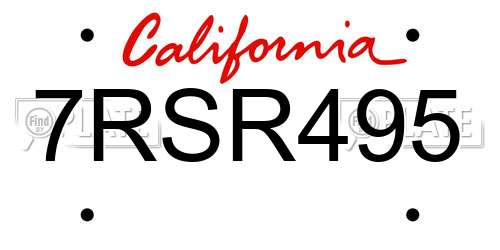 7RSR495 California License Plate
