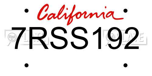 7RSS192 California License Plate