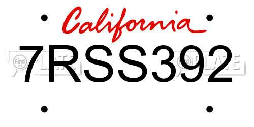 7RSS392 California License Plate