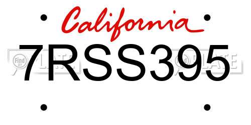 7RSS395 California License Plate