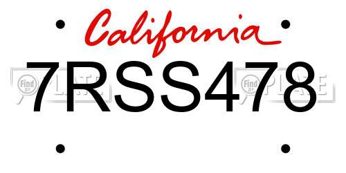 7RSS478 California License Plate